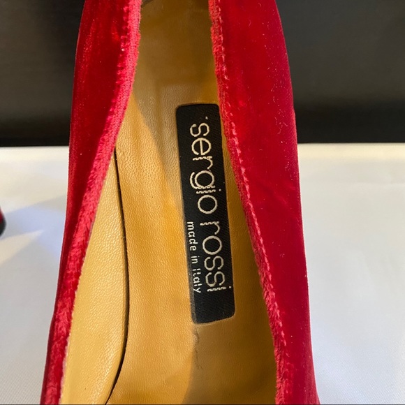 SERGIO ROSSI vintage red velvet heels - Picture 10 of 12